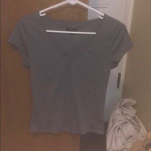 Gray crop top with v-neck